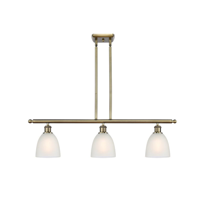 Castile Island Light shown in the Antique Brass finish with a White shade