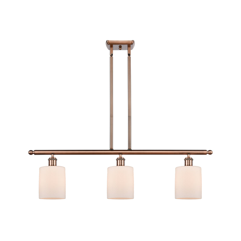 Cobbleskill Island Light shown in the Antique Copper finish with a Matte White shade