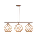 Farmhouse Rope Island Light shown in the Antique Copper finish with a White Glass with Brown Rope shade