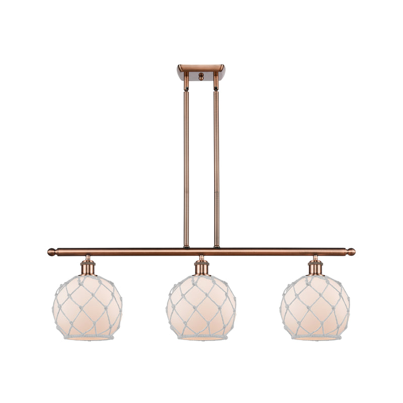 Farmhouse Rope Island Light shown in the Antique Copper finish with a White Glass with White Rope shade