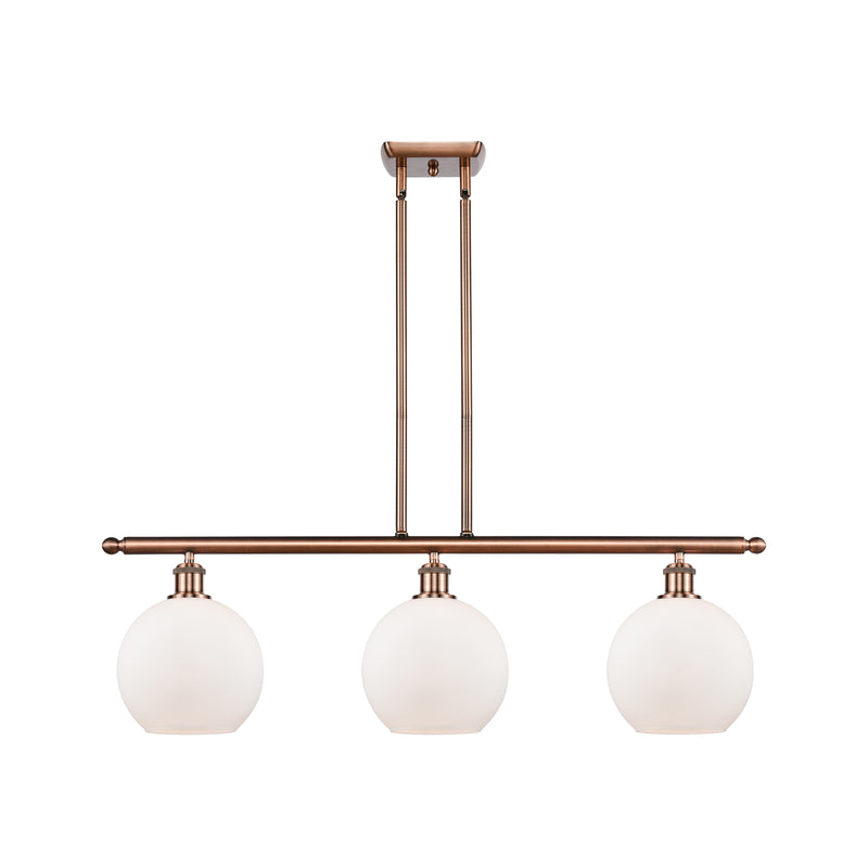 Athens Island Light shown in the Antique Copper finish with a Matte White shade