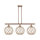 Farmhouse Rope Island Light shown in the Antique Copper finish with a Clear Glass with Brown Rope shade