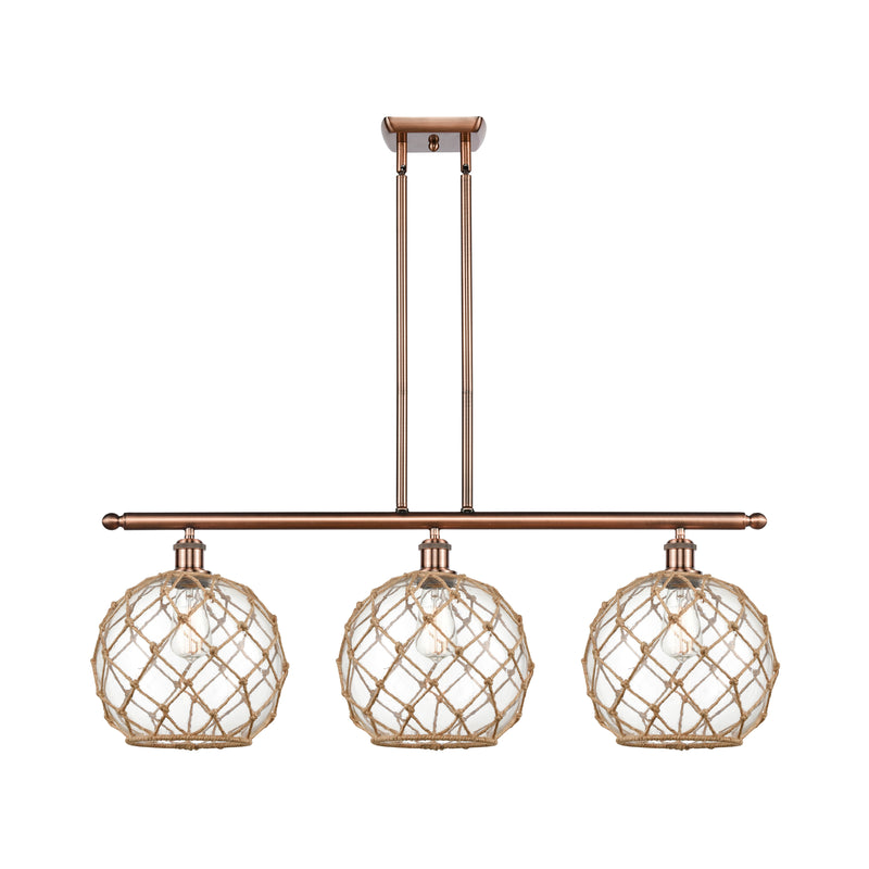 Farmhouse Rope Island Light shown in the Antique Copper finish with a Clear Glass with Brown Rope shade