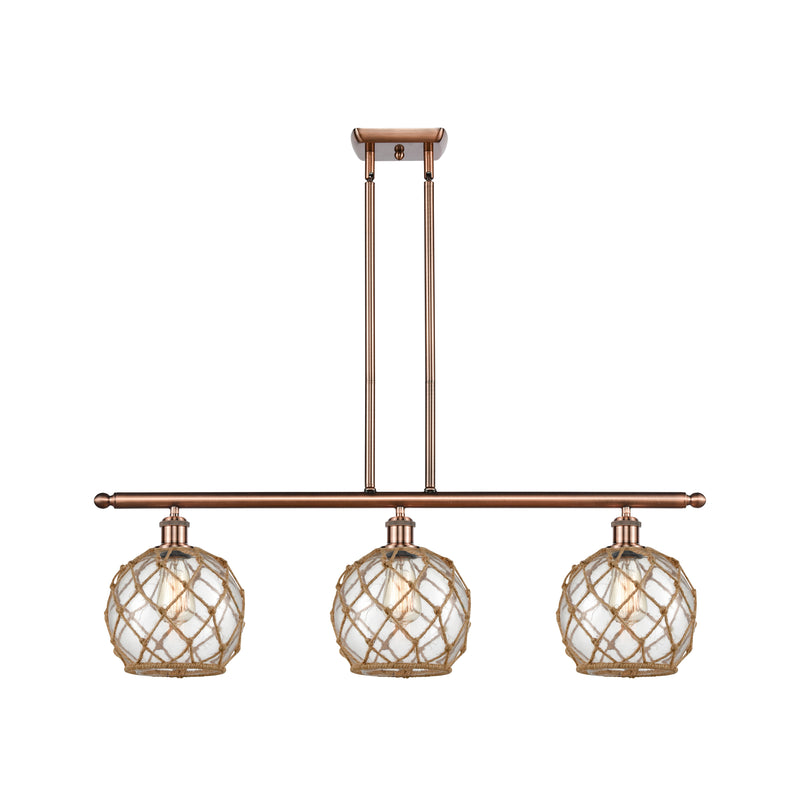 Farmhouse Rope Island Light shown in the Antique Copper finish with a Clear Glass with Brown Rope shade