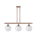 Athens Island Light shown in the Antique Copper finish with a Seedy shade