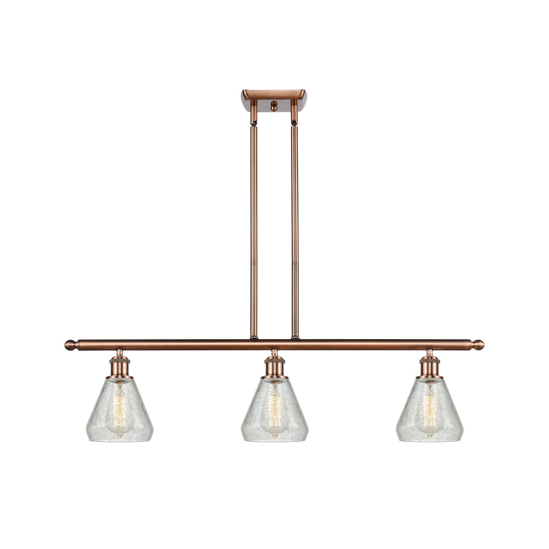 Conesus Island Light shown in the Antique Copper finish with a Clear Crackle shade