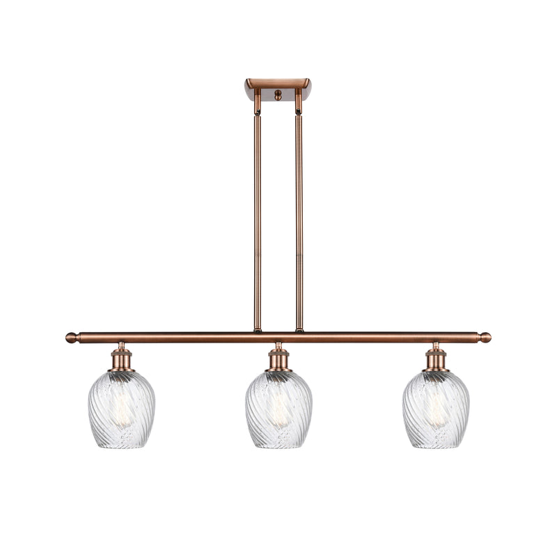 Salina Island Light shown in the Antique Copper finish with a Clear Spiral Fluted shade