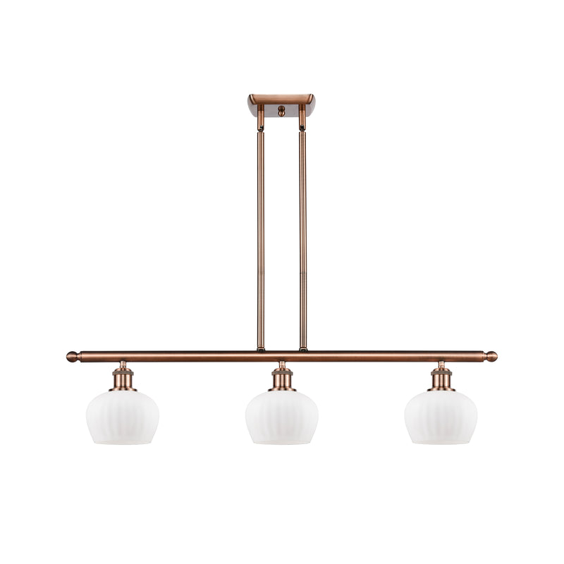 Fenton Island Light shown in the Antique Copper finish with a Matte White shade