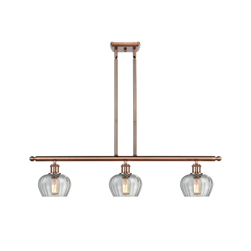 Fenton Island Light shown in the Antique Copper finish with a Clear shade