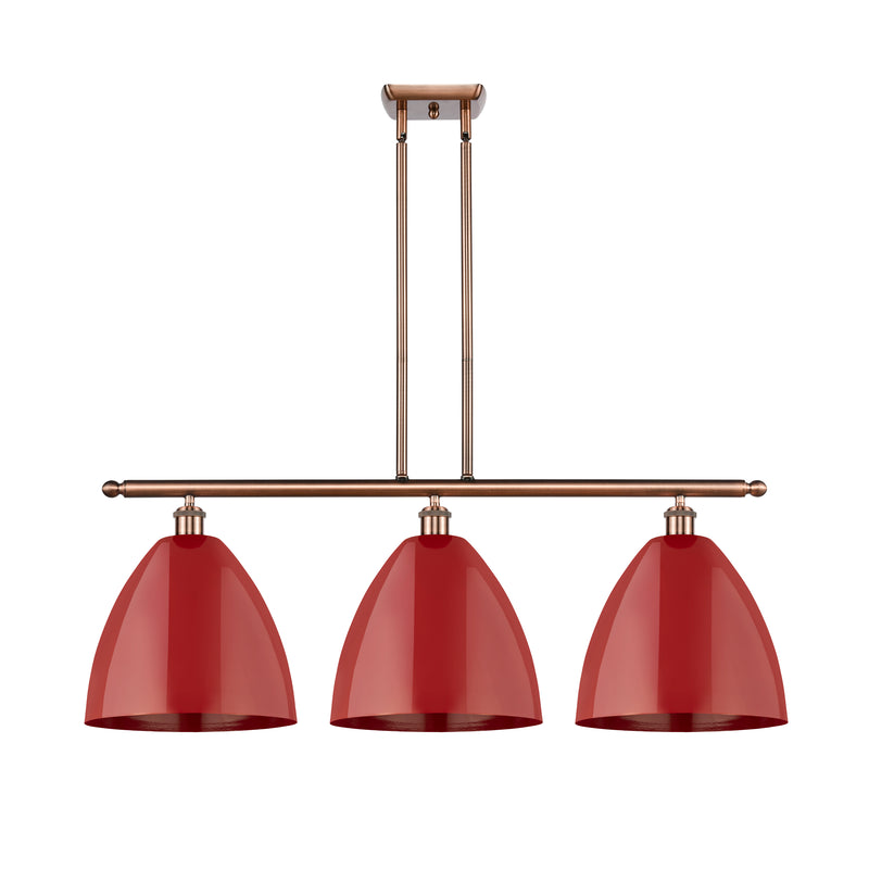 Plymouth Dome Island Light shown in the Antique Copper finish with a Red shade