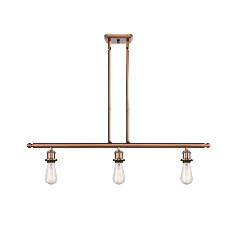 Bare Bulb Island Light shown in the Antique Copper finish