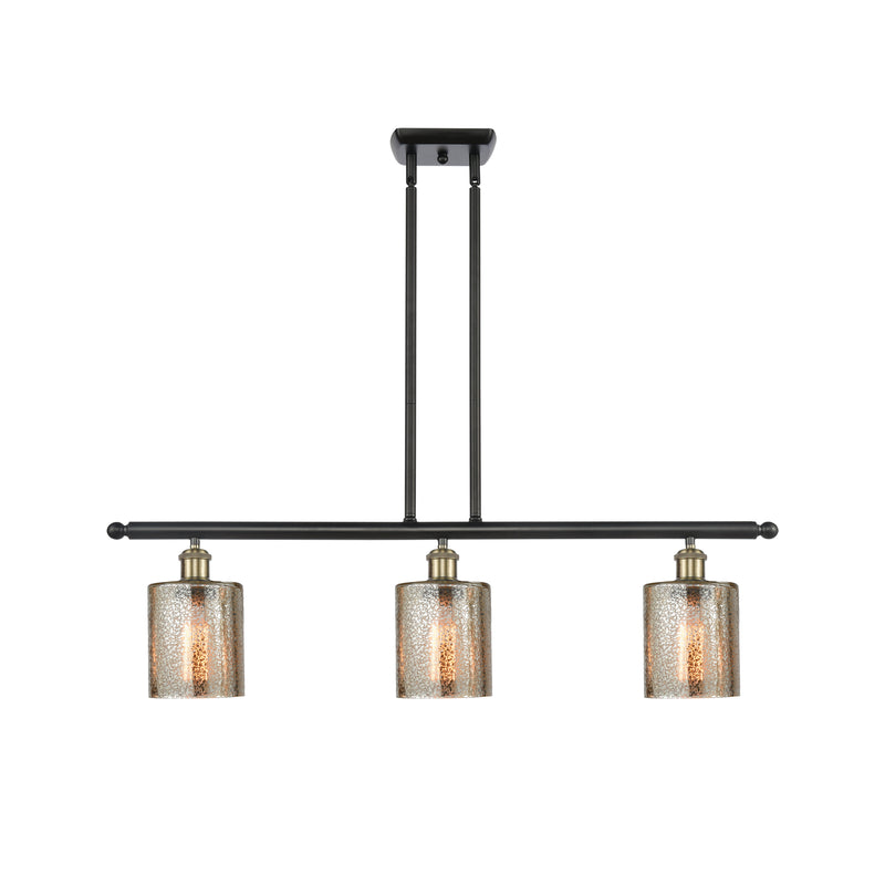 Cobbleskill Island Light shown in the Black Antique Brass finish with a Mercury shade