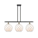 Farmhouse Rope Island Light shown in the Black Antique Brass finish with a White Glass with White Rope shade