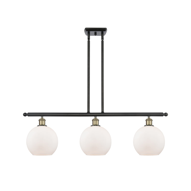 Athens Island Light shown in the Black Antique Brass finish with a Matte White shade