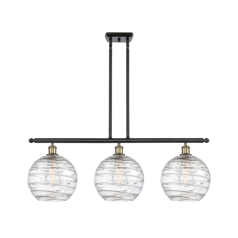 Deco Swirl Island Light shown in the Black Antique Brass finish with a Clear shade