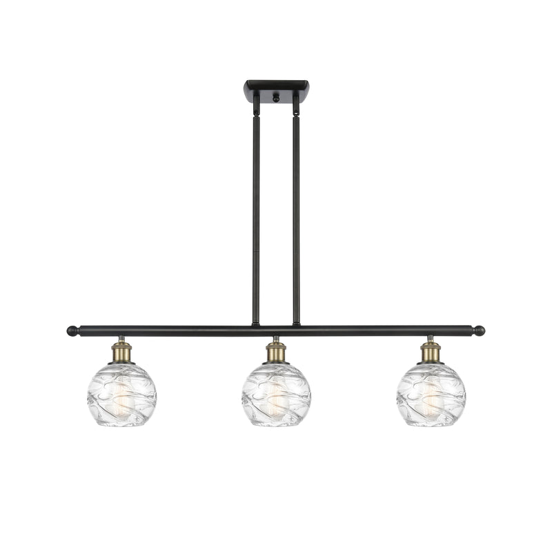 Deco Swirl Island Light shown in the Black Antique Brass finish with a Clear shade