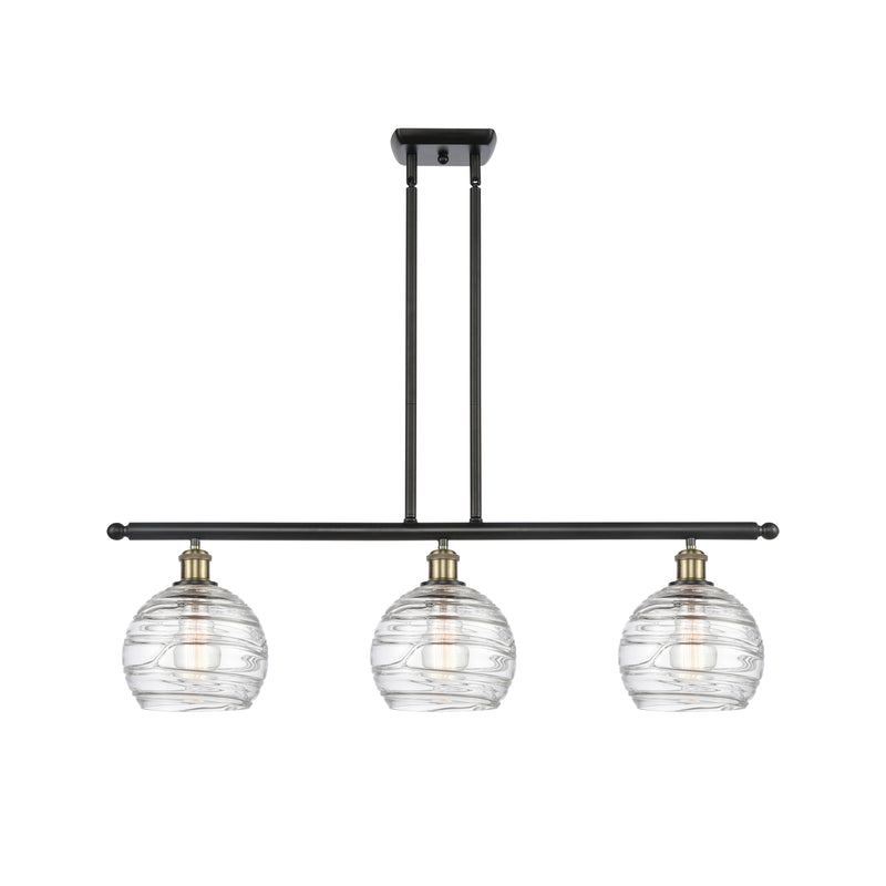 Deco Swirl Island Light shown in the Black Antique Brass finish with a Clear shade