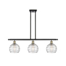 Deco Swirl Island Light shown in the Black Antique Brass finish with a Clear shade