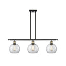 Athens Island Light shown in the Black Antique Brass finish with a Clear shade