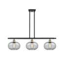 Gorham Island Light shown in the Black Antique Brass finish with a Charcoal shade