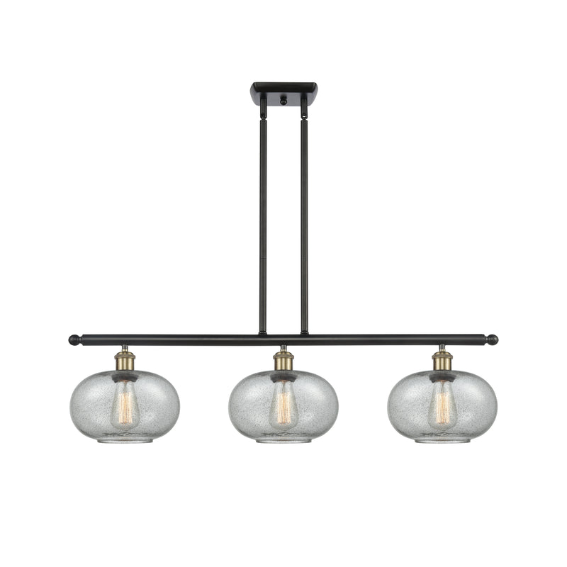 Gorham Island Light shown in the Black Antique Brass finish with a Charcoal shade