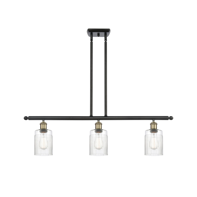 Hadley Island Light shown in the Black Antique Brass finish with a Clear shade