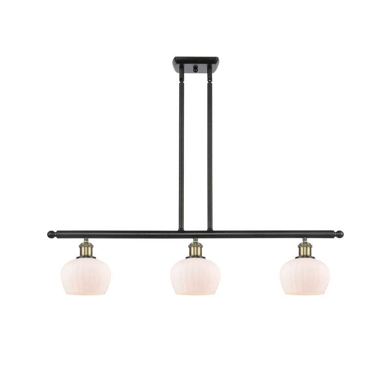 Fenton Island Light shown in the Black Antique Brass finish with a Matte White shade