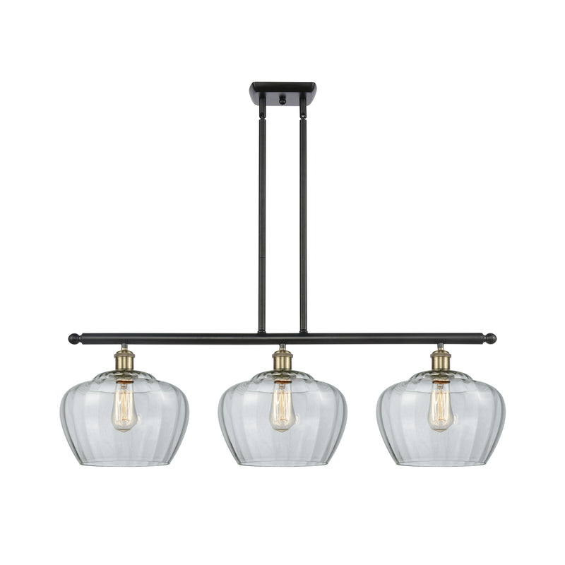 Fenton Island Light shown in the Black Antique Brass finish with a Clear shade