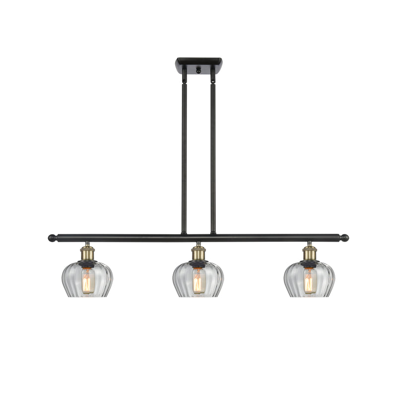 Fenton Island Light shown in the Black Antique Brass finish with a Clear shade