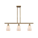 Ellery Island Light shown in the Brushed Brass finish with a White shade