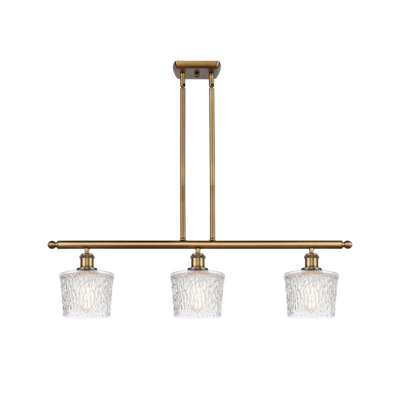 Niagra Island Light shown in the Brushed Brass finish with a Clear shade