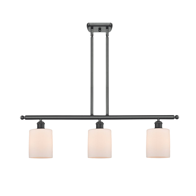 Cobbleskill Island Light shown in the Matte Black finish with a Matte White shade