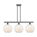 Farmhouse Rope Island Light shown in the Matte Black finish with a White Glass with White Rope shade