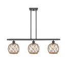 Farmhouse Rope Island Light shown in the Matte Black finish with a Clear Glass with Brown Rope shade