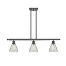 Conesus Island Light shown in the Matte Black finish with a Clear Crackle shade