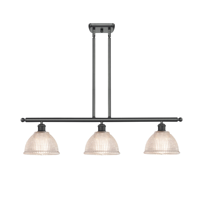 Arietta Island Light shown in the Matte Black finish with a Clear shade