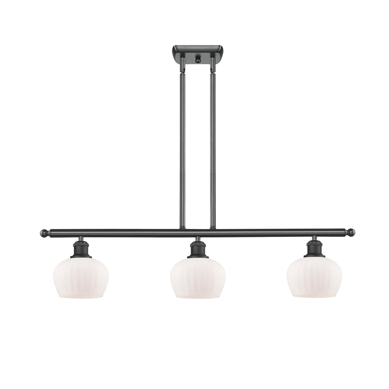 Fenton Island Light shown in the Matte Black finish with a Matte White shade