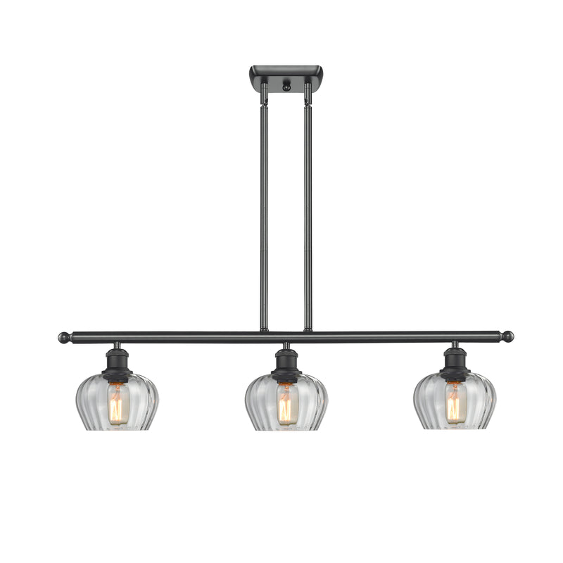 Fenton Island Light shown in the Matte Black finish with a Clear shade