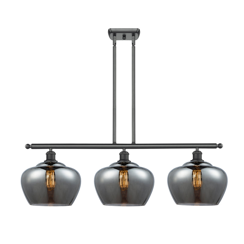 Fenton Island Light shown in the Matte Black finish with a Plated Smoke shade