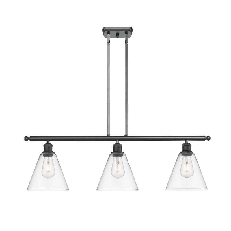 Ballston Cone Island Light shown in the Matte Black finish with a Clear shade