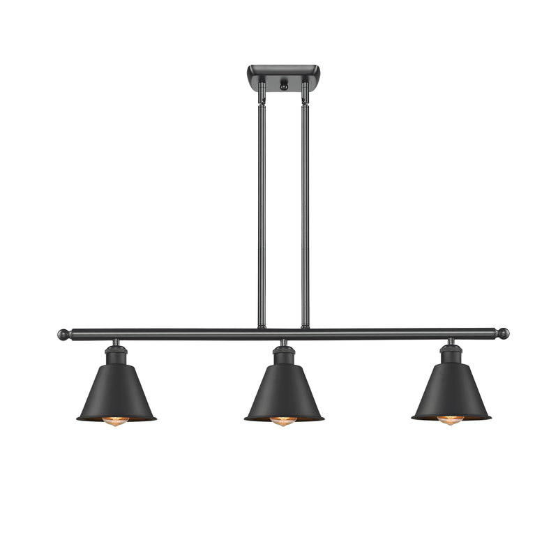 Smithfield Island Light shown in the Matte Black finish with a Matte Black shade