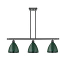 Plymouth Dome Island Light shown in the Matte Black finish with a Green shade