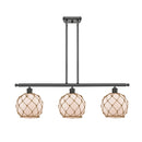 Farmhouse Rope Island Light shown in the Oil Rubbed Bronze finish with a White Glass with Brown Rope shade