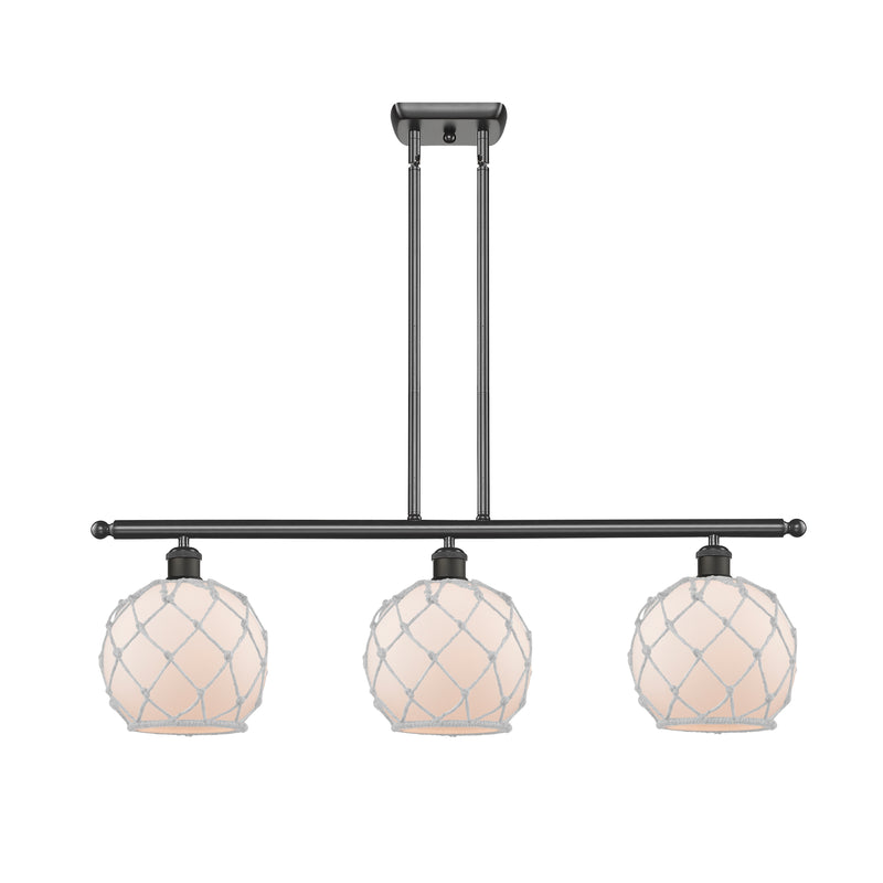 Farmhouse Rope Island Light shown in the Oil Rubbed Bronze finish with a White Glass with White Rope shade