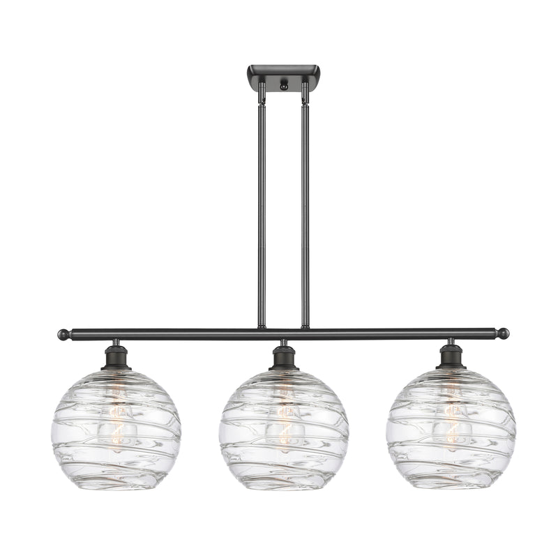 Deco Swirl Island Light shown in the Oil Rubbed Bronze finish with a Clear shade