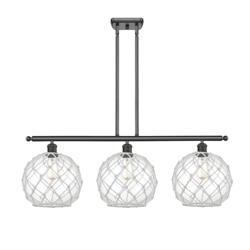 Farmhouse Rope Island Light shown in the Oil Rubbed Bronze finish with a Clear Glass with White Rope shade