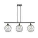 Farmhouse Rope Island Light shown in the Oil Rubbed Bronze finish with a Clear Glass with White Rope shade