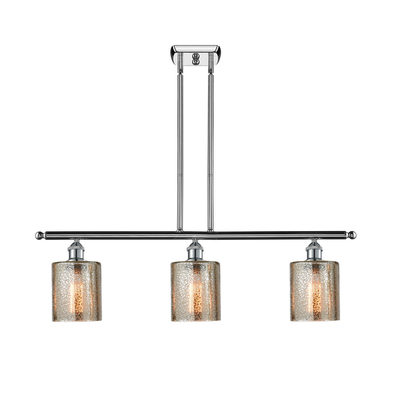 Cobbleskill Island Light shown in the Polished Chrome finish with a Mercury shade