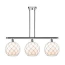 Farmhouse Rope Island Light shown in the Polished Chrome finish with a White Glass with White Rope shade