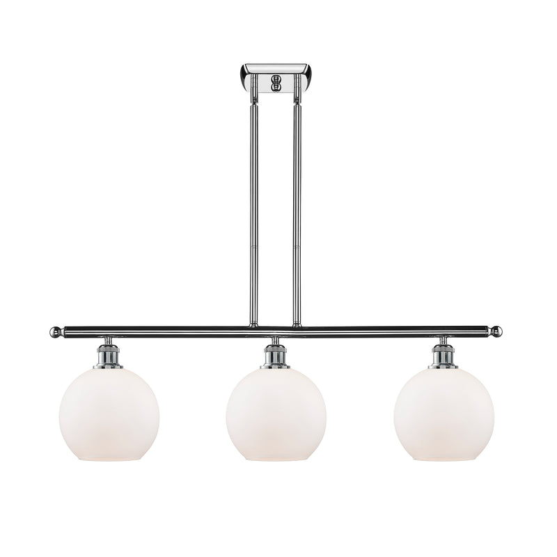 Athens Island Light shown in the Polished Chrome finish with a Matte White shade